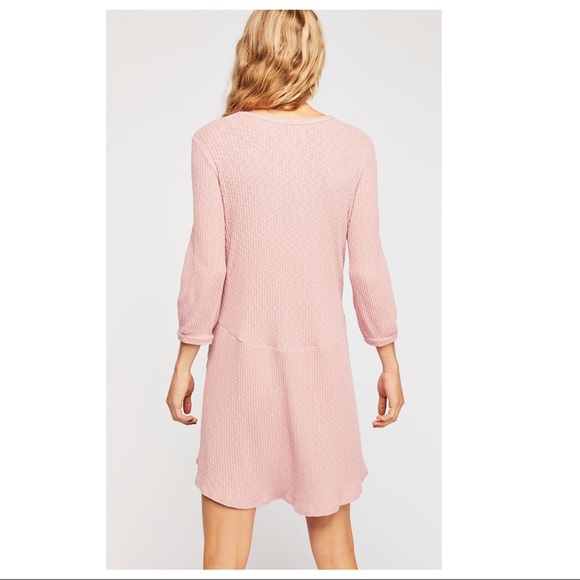 FREE PEOPLE BOHO HENLEY FLOWY KNIT DRESS A3C - Picture 5 of 16